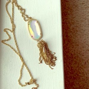Kendra Scott Long Necklace w/Iridescent Clear Gem